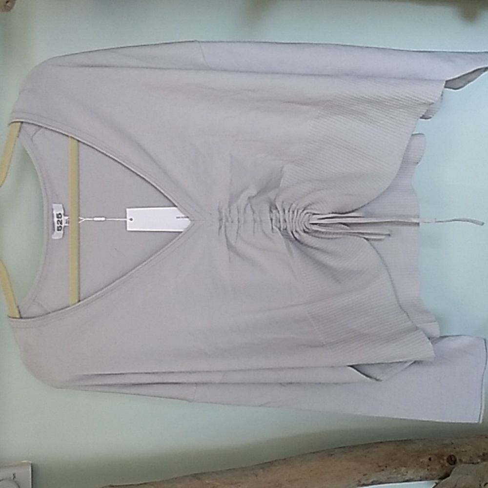 NEW 525 adjustable ruched front deep v-neck lightweight long sleeve sweater M/L